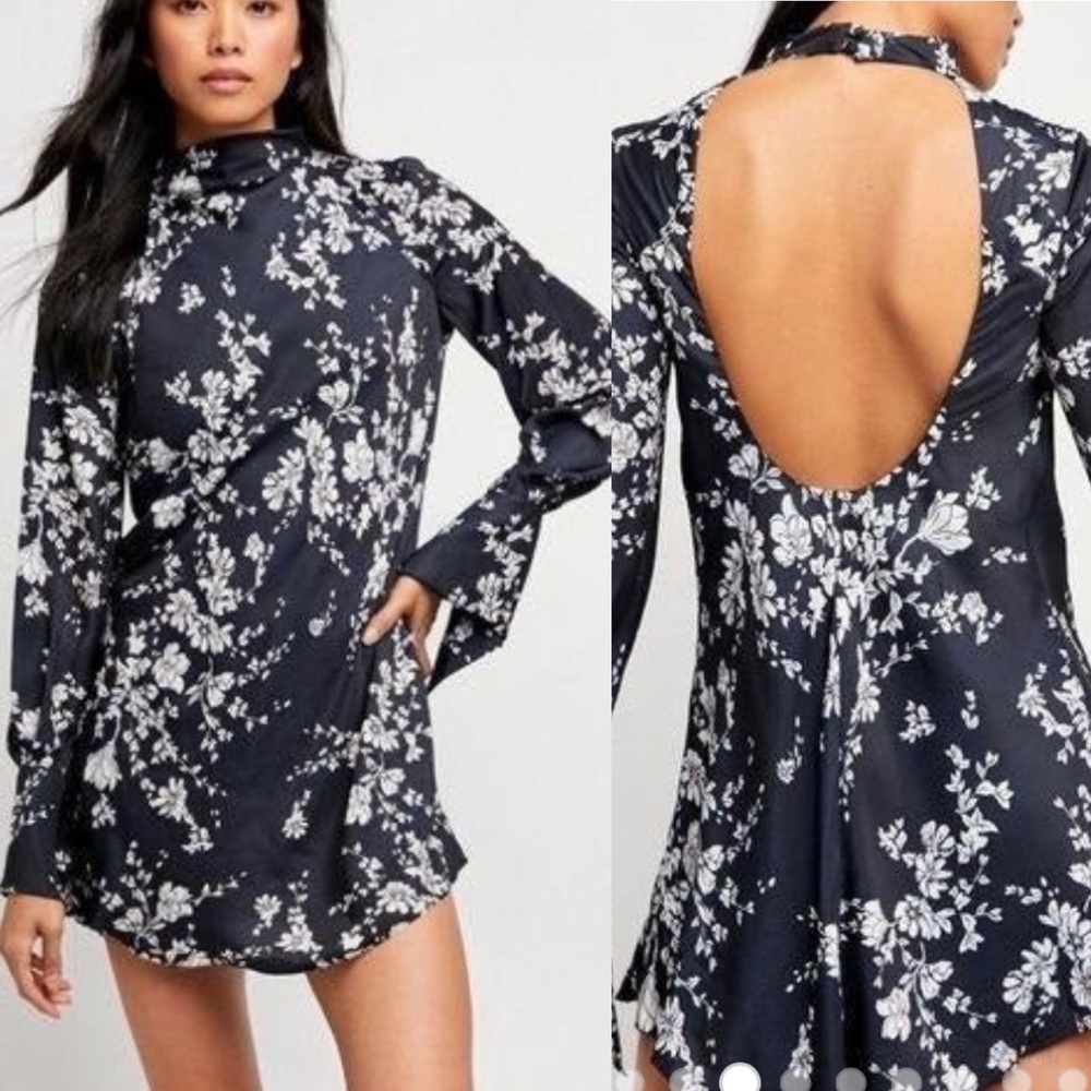 Free People Mini halter backless long sleeve dress